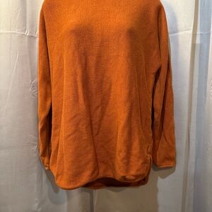 Michael Kors Pullover Sweater Orange Long Sleeve Gold Zip Round Hem Women Small